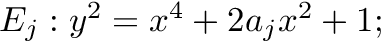 $ E_j: y^2 = x^4 + 2a_jx^2 + 1;$