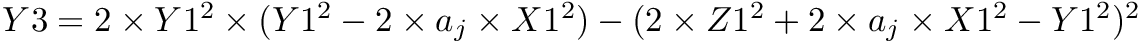 $ Y3 = 2 \times Y1^2 \times (Y1^2 - 2 \times a_j \times X1^2) - (2 \times Z1^2 + 2 \times a_j \times X1^2 - Y1^2)^2 $
