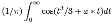 $\displaystyle (1/\pi) \int_0^\infty \cos(t^3/3 + x*t) dt$